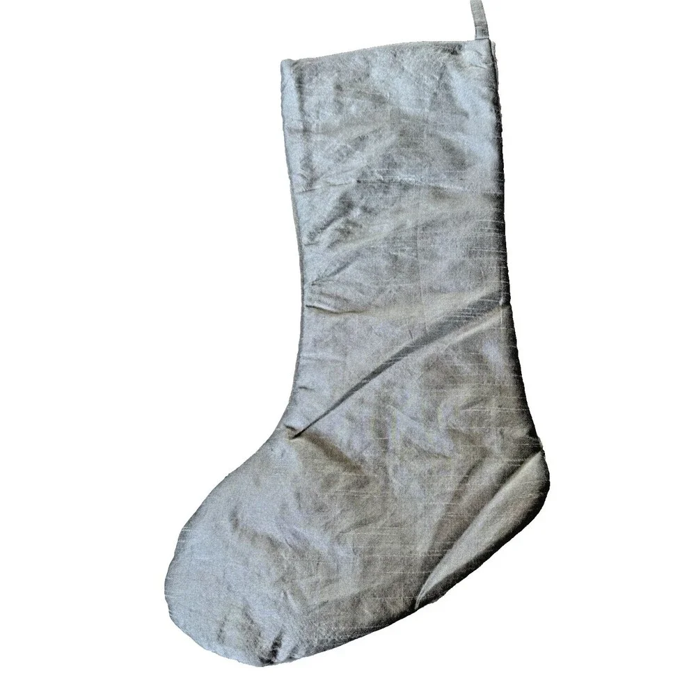 Christian Lacroix Luxury Gray Velvet Christmas Stocking Beads Pearls Holiday